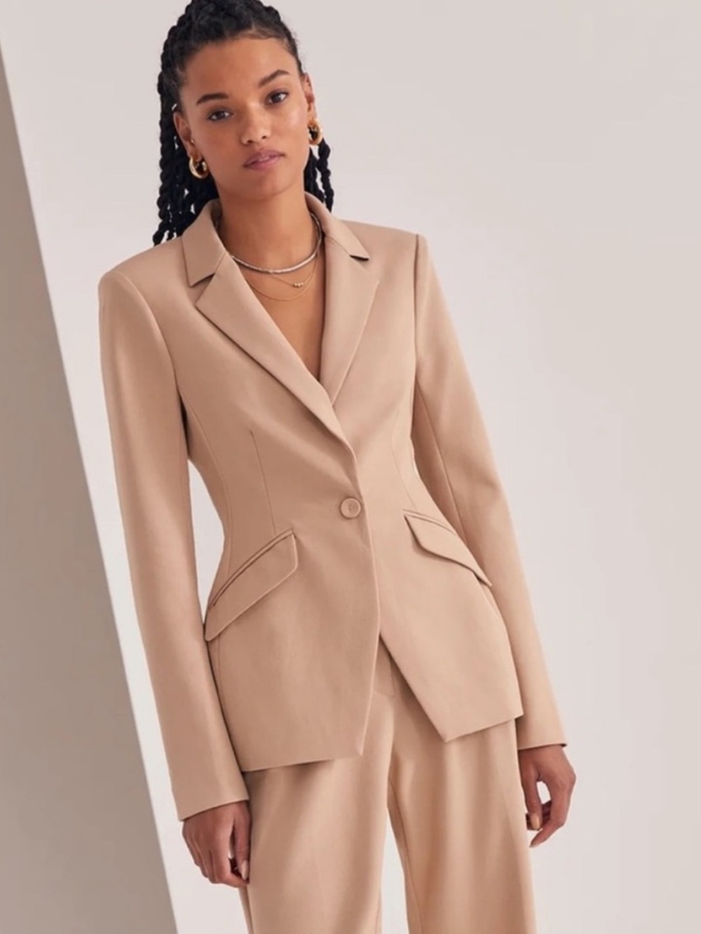 Favorite Daughter The Favorite Blazer Beige Stretch Jacket Neutral Size XL - Picture 13 of 13